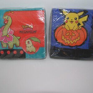 Pokemon Nintendo Halloween Napkins Pikachu Meganium Vintage Y2K 2000's Game Boy